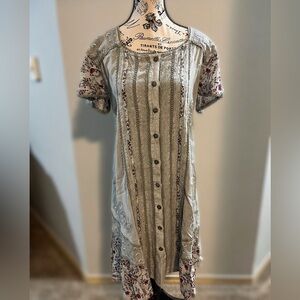 Coline Bohemian Embroidered Midi Dress Size L